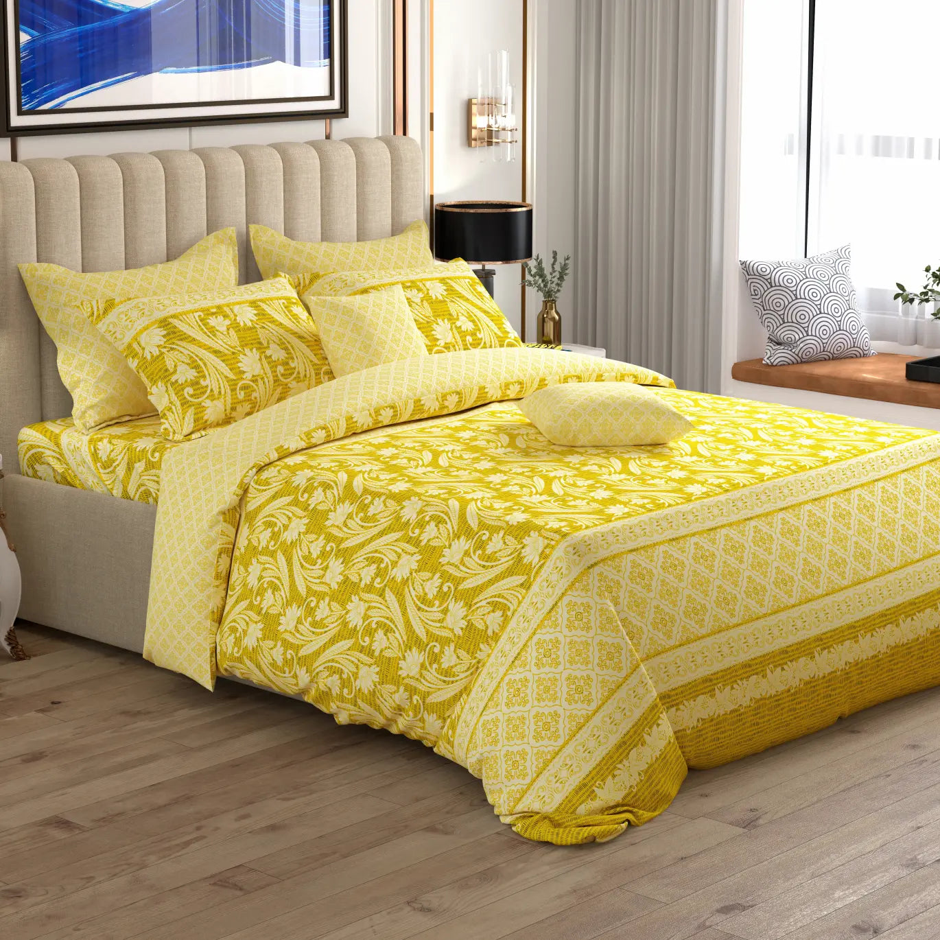 Xara 8 pcs king reversible quilt cover set bedsheet 8539-40