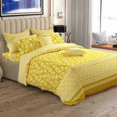 YELLOW FLORAL Xara 8 Pcs King Reversible Quilt Cover Set Bedsheet