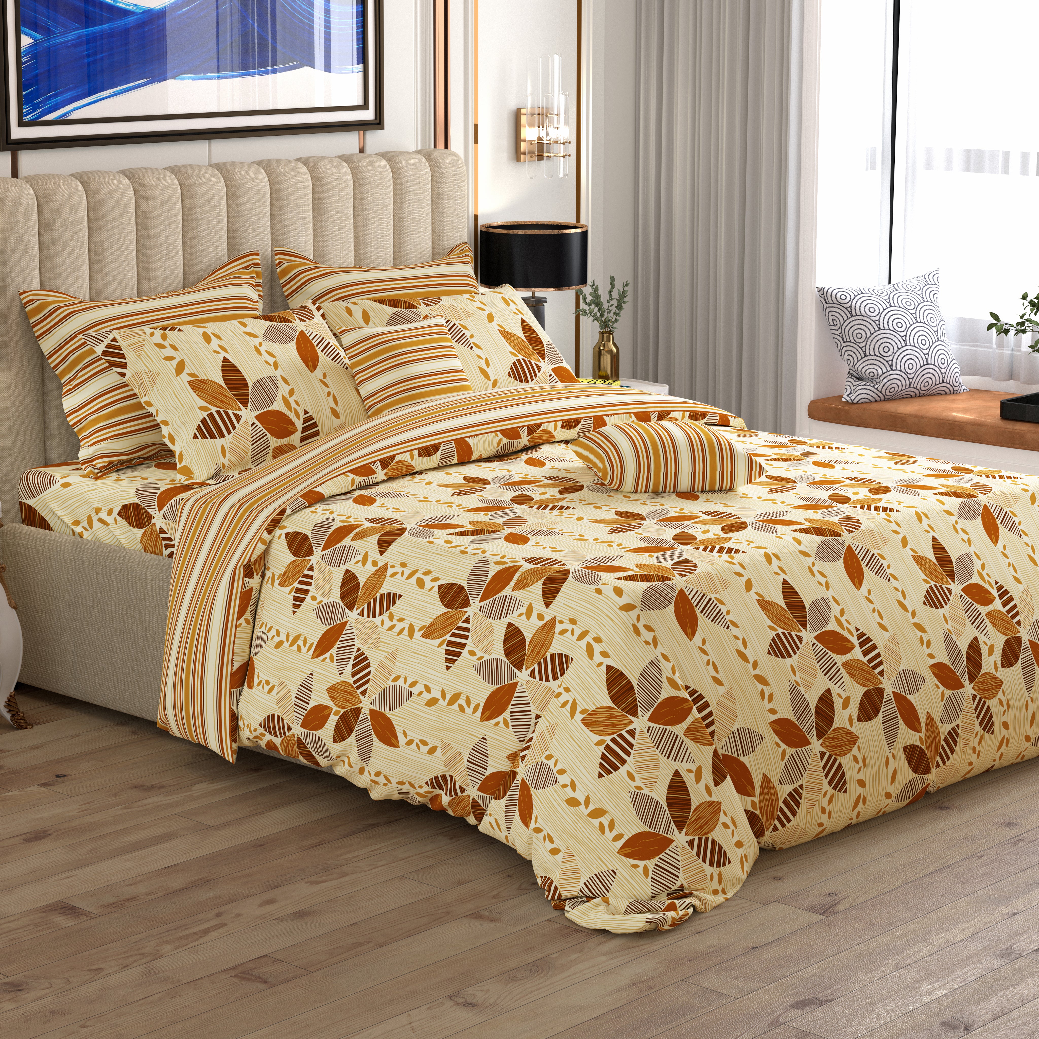 Xara 8 pcs king reversible quilt cover set bedsheet 8551