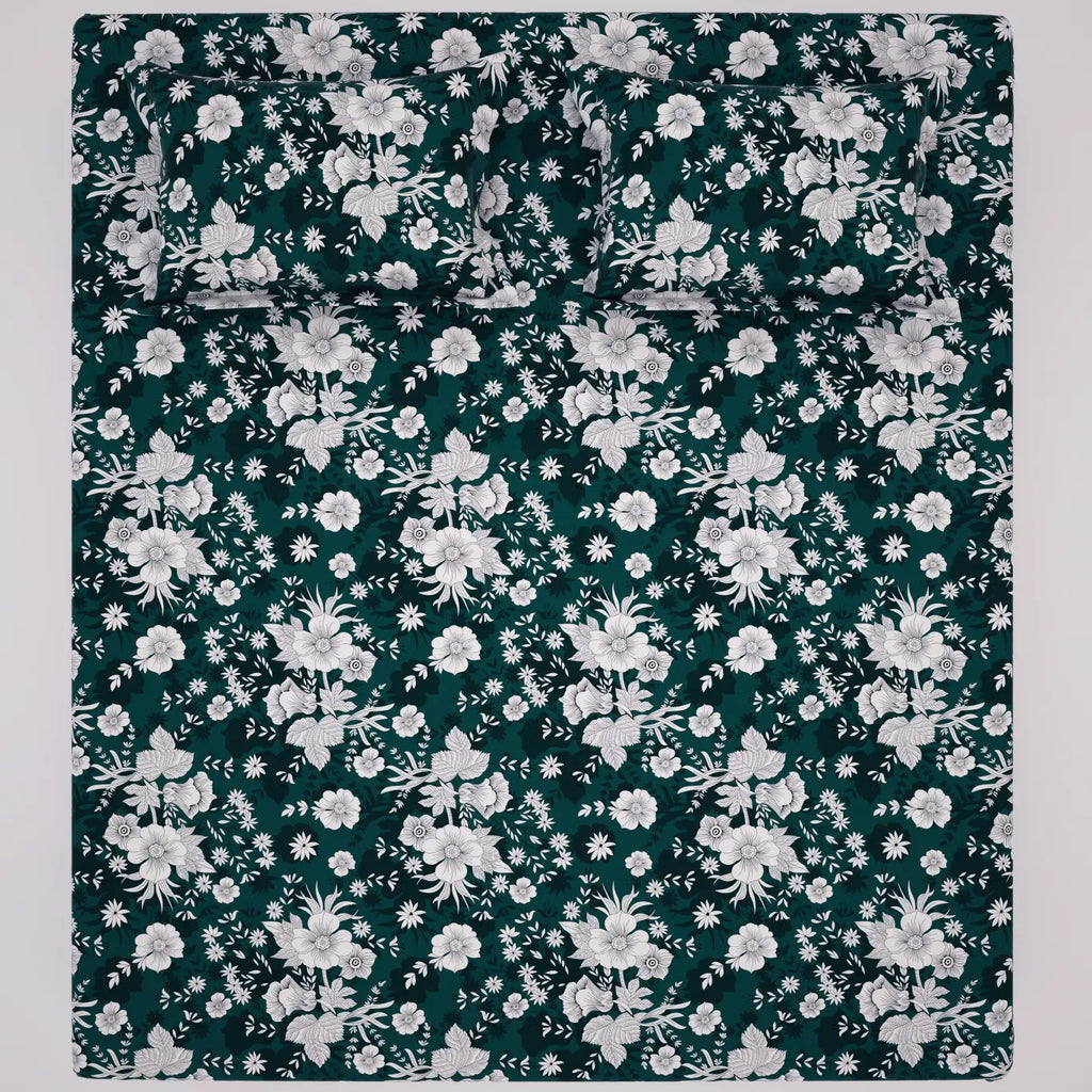 FOREST BLOOM SATEEN BED SHEET SET