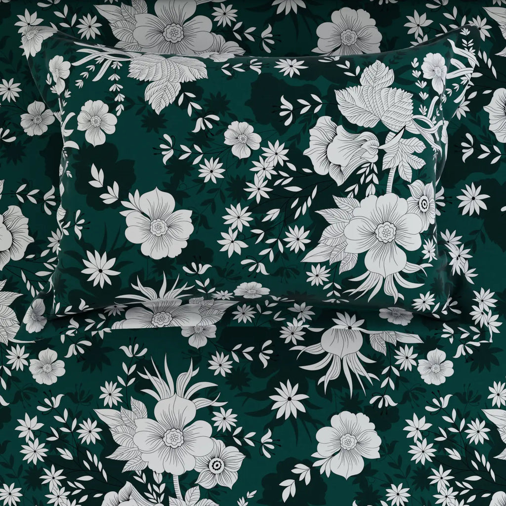 FOREST BLOOM SATEEN BED SHEET SET