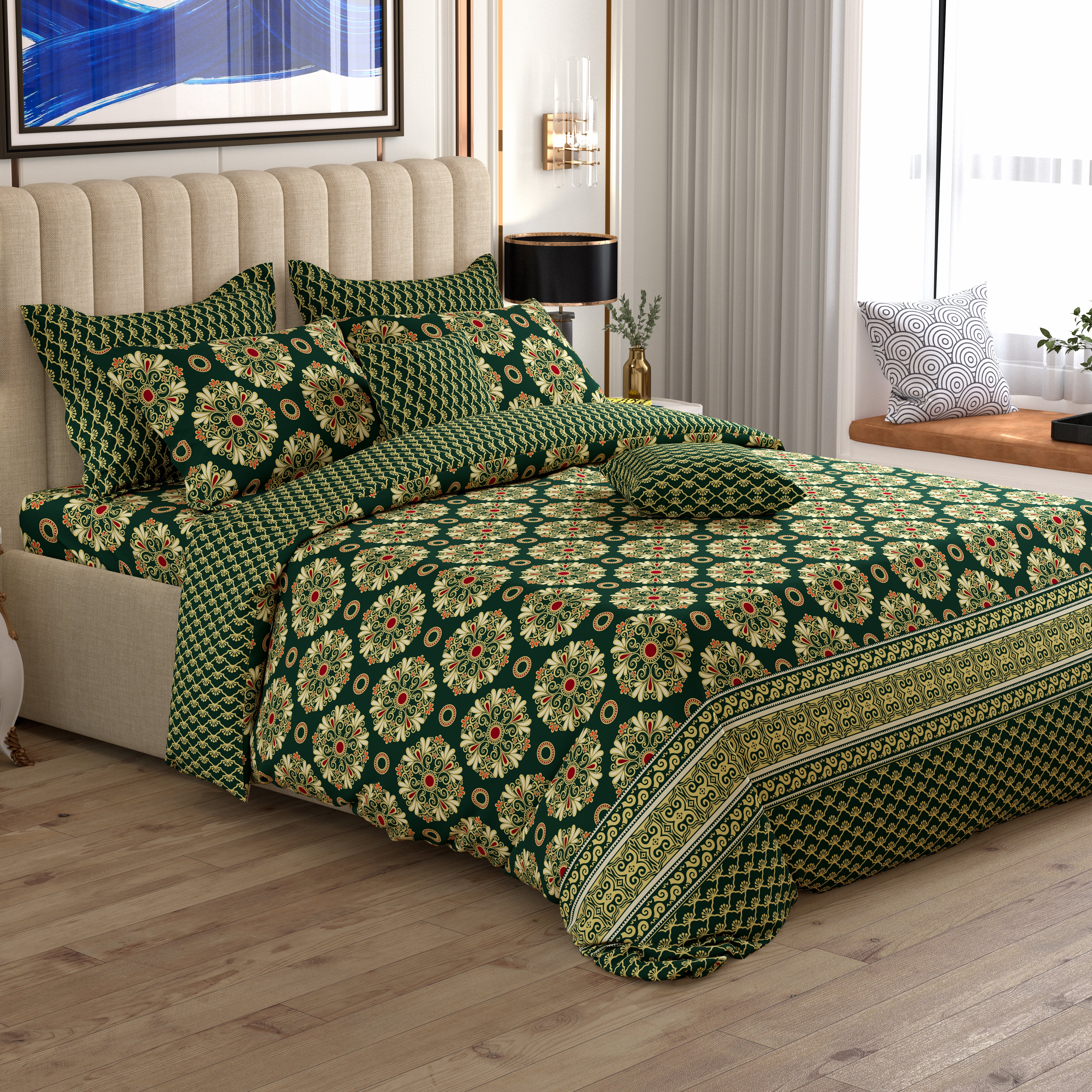 Xara 8 pcs king reversible quilt cover set bedsheet 8564
