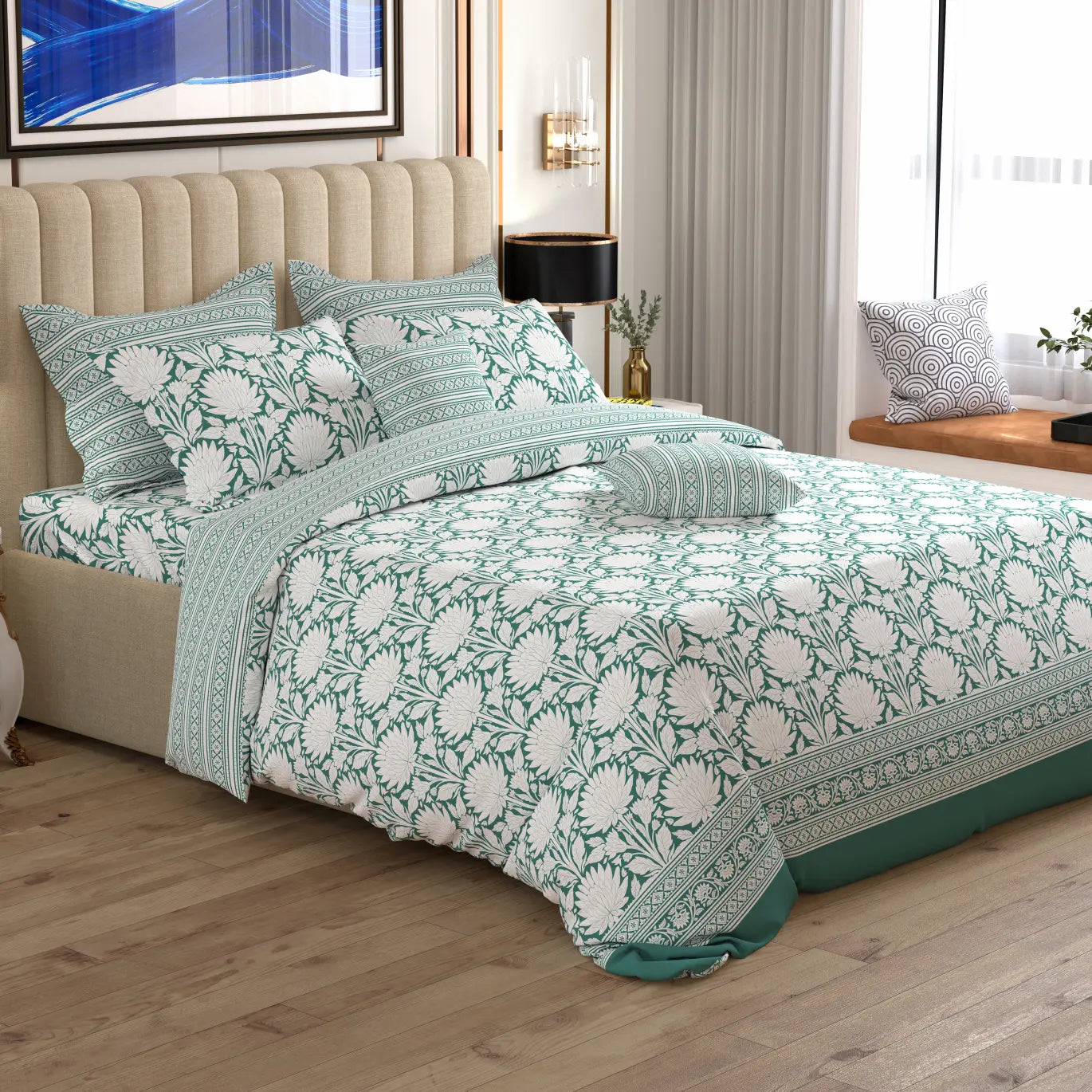 Xara 8 pcs king reversible quilt cover set bedsheet 8569