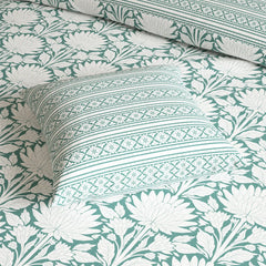 SAGE MEDALLION Xara 8 Pcs King Reversible Quilt Cover Set Bedsheet