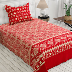 Xara Red Geometric Bed Sheet Set - 8585-8586