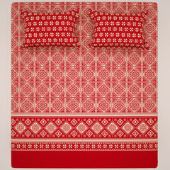 Xara Red Geometric Bed Sheet Set - 8585-8586