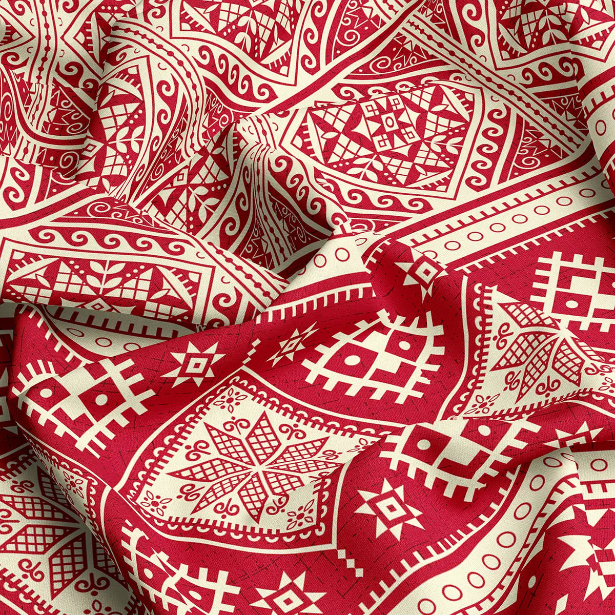 Xara Red Geometric Fitted Bed Sheet Set