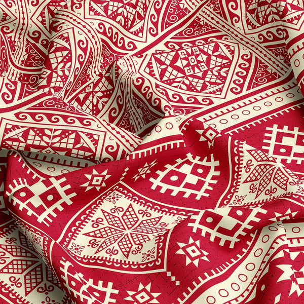 Xara Red Geometric Fitted Bed Sheet Set