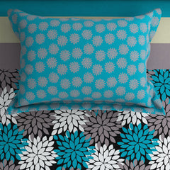 Xara Turquoise Floral Stripes Bed Sheet Set - Xara 8611-8612