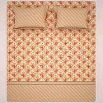 Xara Beige Cream Floral Stripes Bed Sheet Set