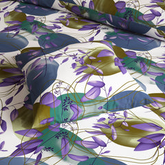 WHITE ABSTRACT Sateen 8 Pcs King Quilt Cover Bedsheet Set