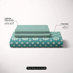 Xara Teal Damask Bed Sheet Set - 8656-8657