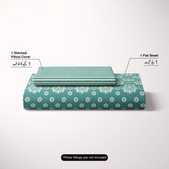 Xara Teal Damask Bed Sheet Set - 8656-8657