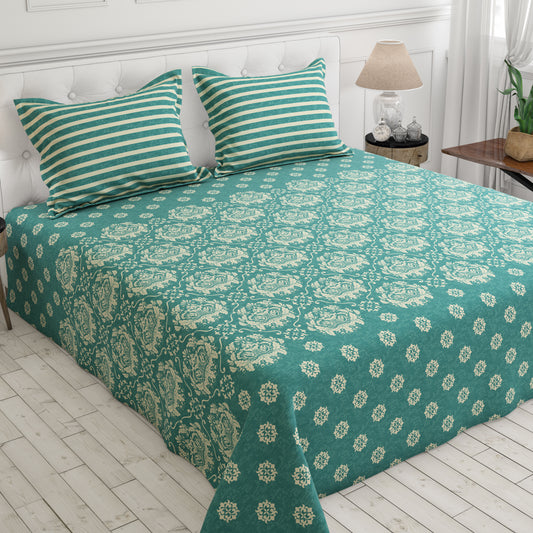 Xara Teal Damask Bed Sheet Set - 8656-8657