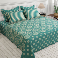 Xara Teal Damask Bed Sheet Set - 8656-8657