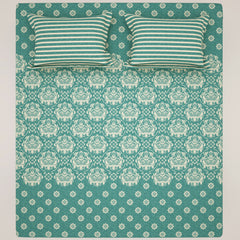 Xara Teal Damask Bed Sheet Set - 8656-8657