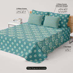 Xara Teal Damask Bed Sheet Set - 8656-8657