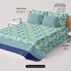 Xara Light Blue Floral Bed Sheet Set - 8671-8672