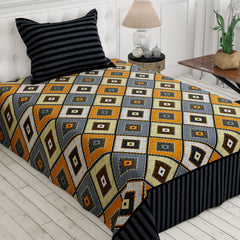 Xara Yellow Geometric Stripes Bed Sheet Set - Xara 8693-8694