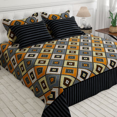 Xara Yellow Geometric Stripes Bed Sheet Set - Xara 8693-8694