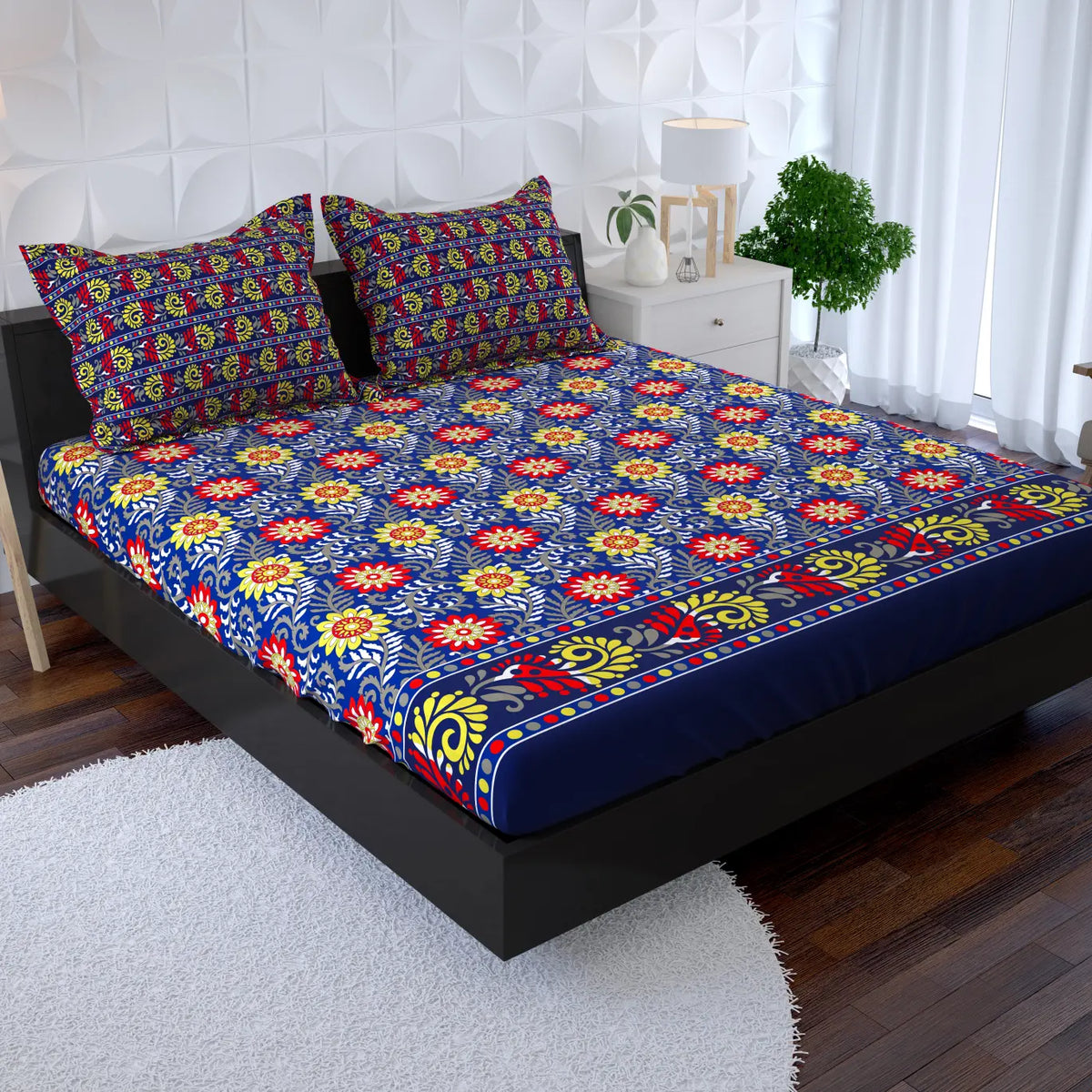 OCEAN FLORA Xara Fitted Bed Sheet Set