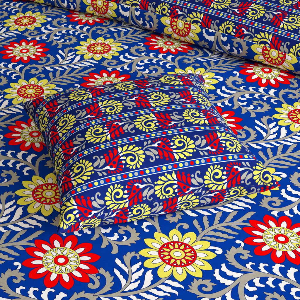 OCEAN FLORA Xara 8 Pcs King Reversible Quilt Cover Set Bedsheet