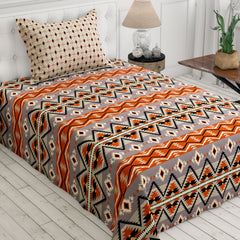 Xara Orange Geometric Bed Sheet Set - Xara 8703-8704