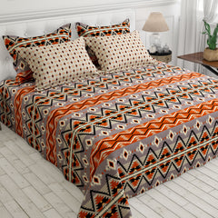 Xara Orange Geometric Bed Sheet Set - Xara 8703-8704