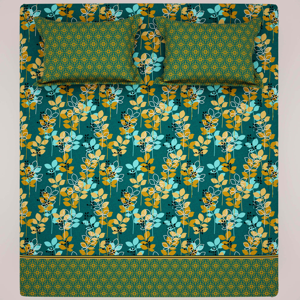 OPULENT TEAL FOLIAGE Xara Bed Sheet