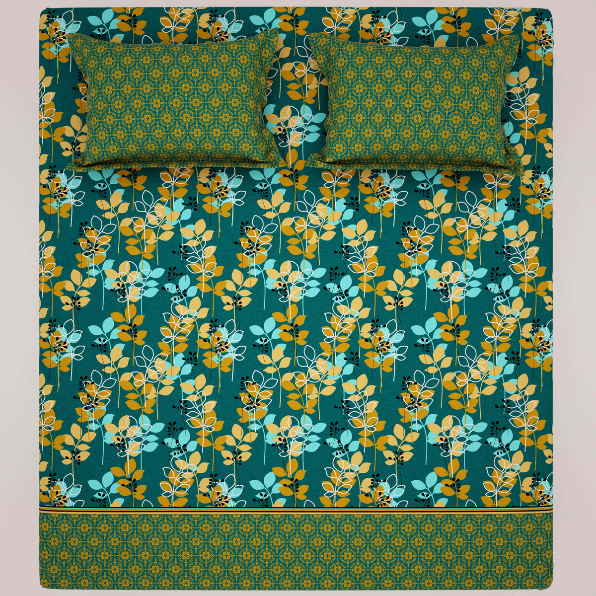 OPULENT TEAL FOLIAGE Xara Bed Sheet