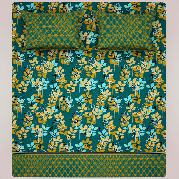 OPULENT TEAL FOLIAGE Xara Bed Sheet
