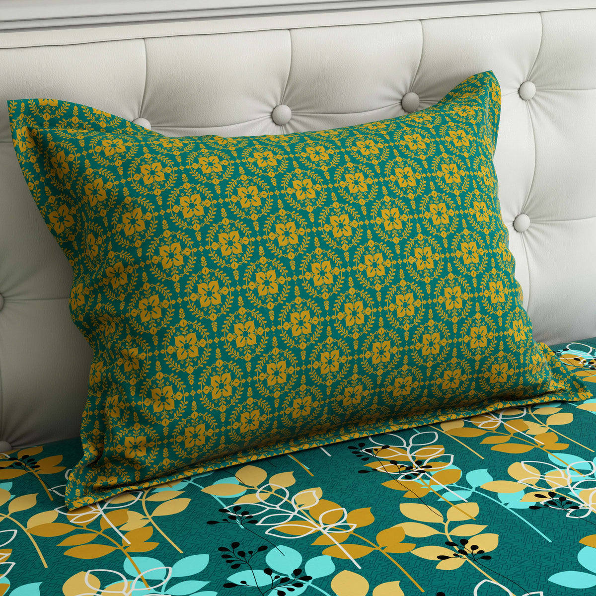 OPULENT TEAL FOLIAGE Xara Bed Sheet