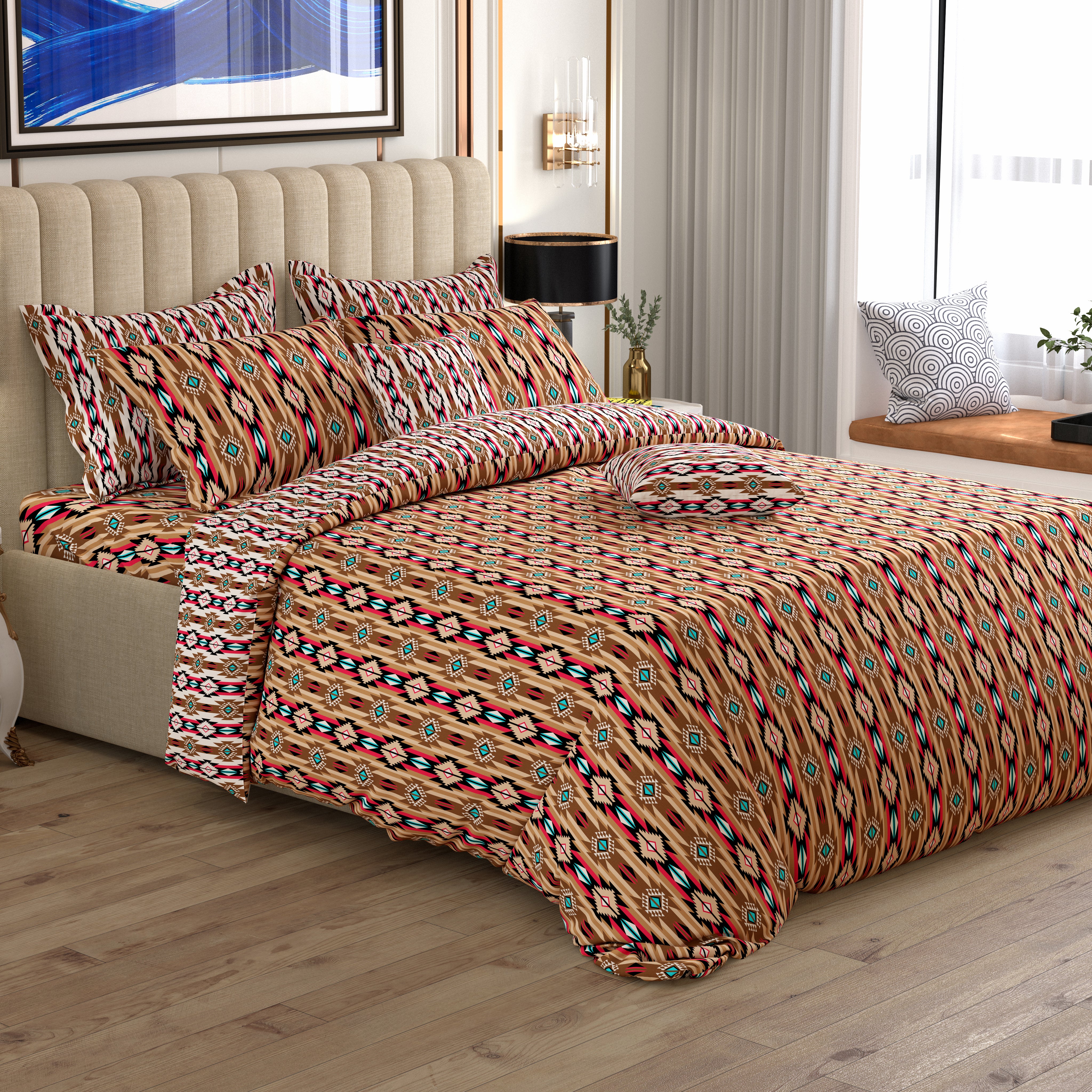 Xara 8 pcs king reversible quilt cover set bedsheet 8718