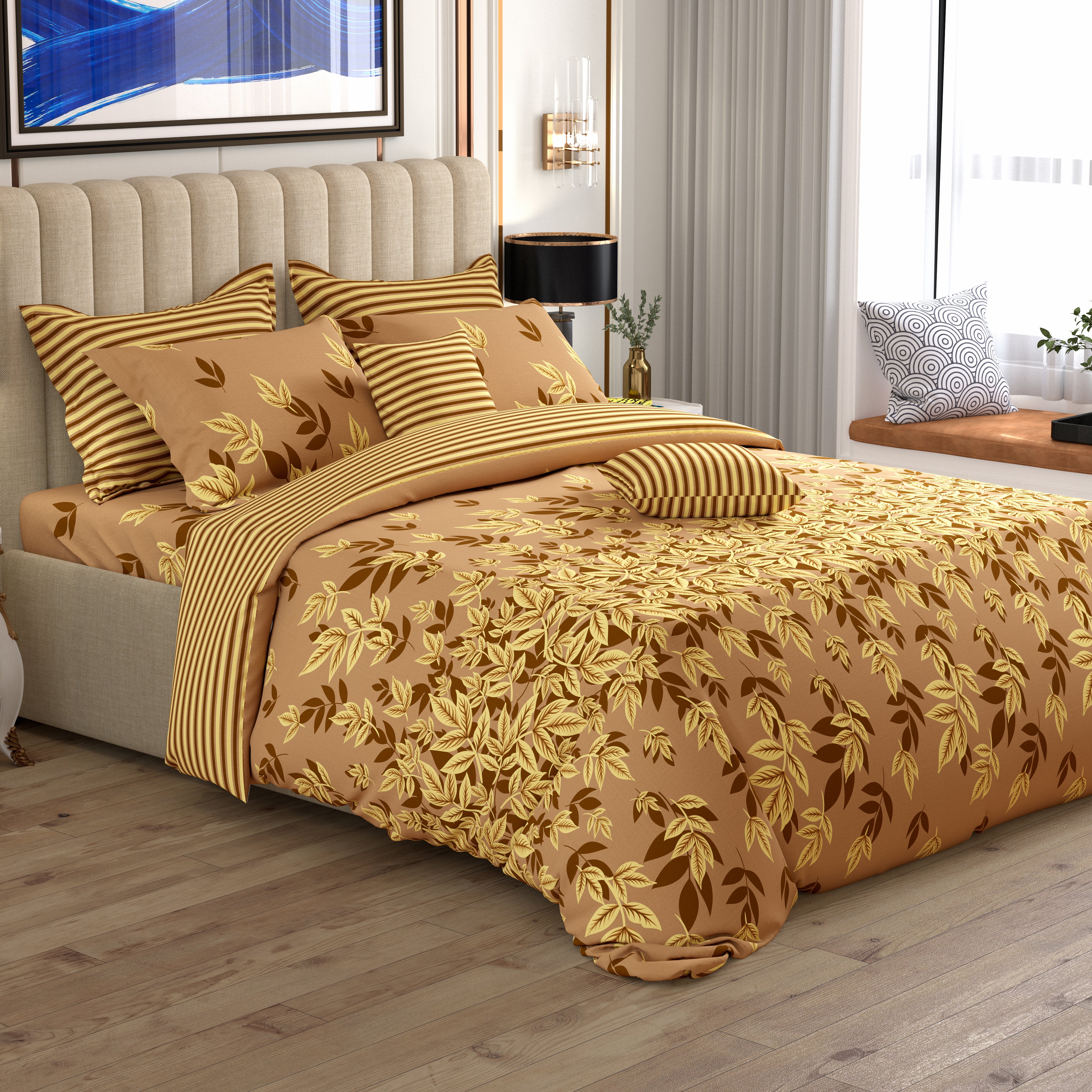 Xara 8 pcs king reversible quilt cover set bedsheet 8746