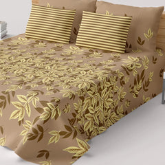MOCHA LEAVES SATEEN BED SHEET SET