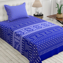 Royal Blue Geometric Block Print Xara Bed Sheet Set