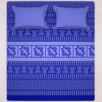 Royal Blue Geometric Block Print Xara Bed Sheet Set