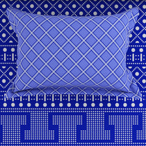 Royal Blue Geometric Block Print Xara Bed Sheet Set