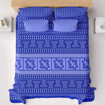 Royal Blue Geometric Block Print Xara Bed Sheet Set