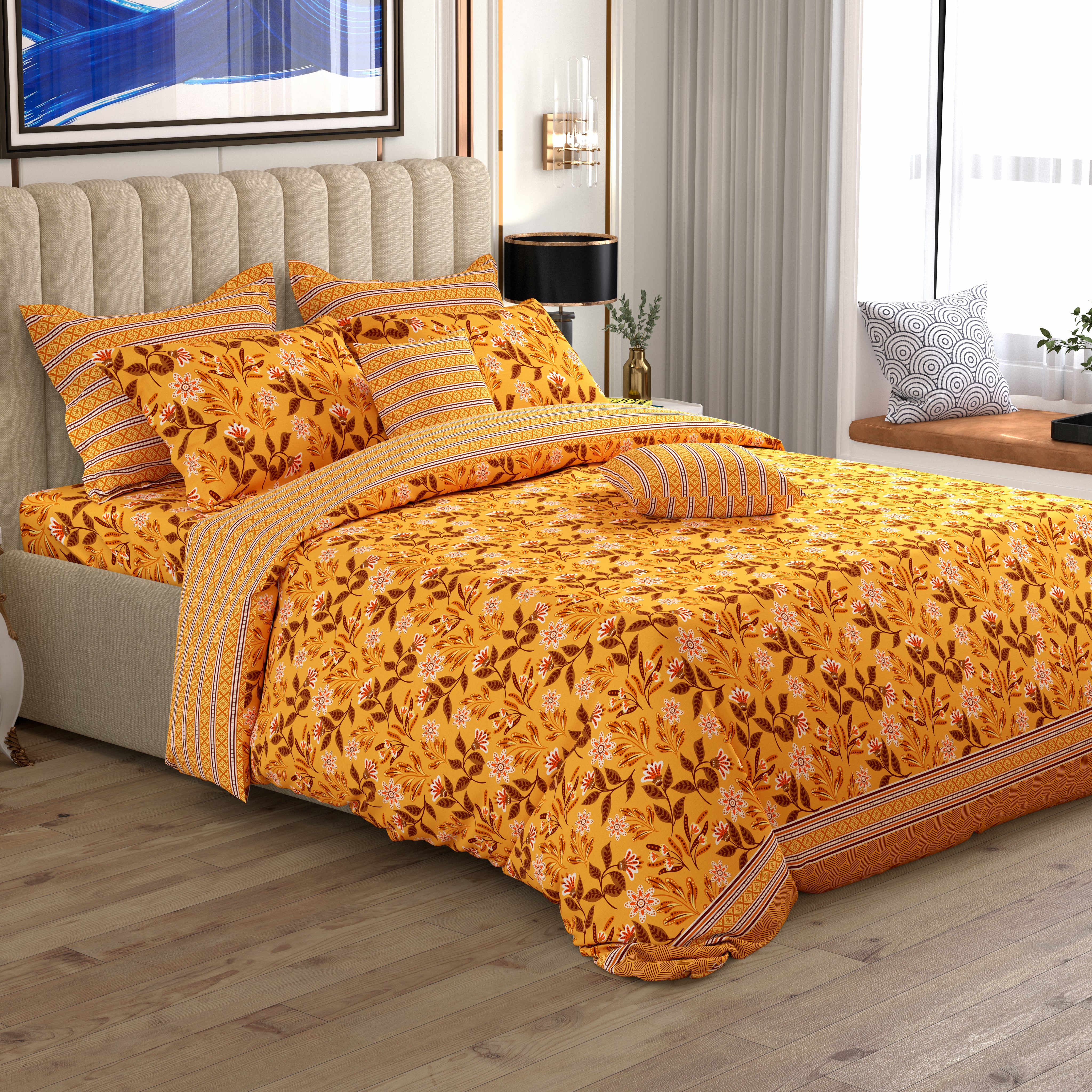 Xara 8 pcs king reversible quilt cover set bedsheet 8765