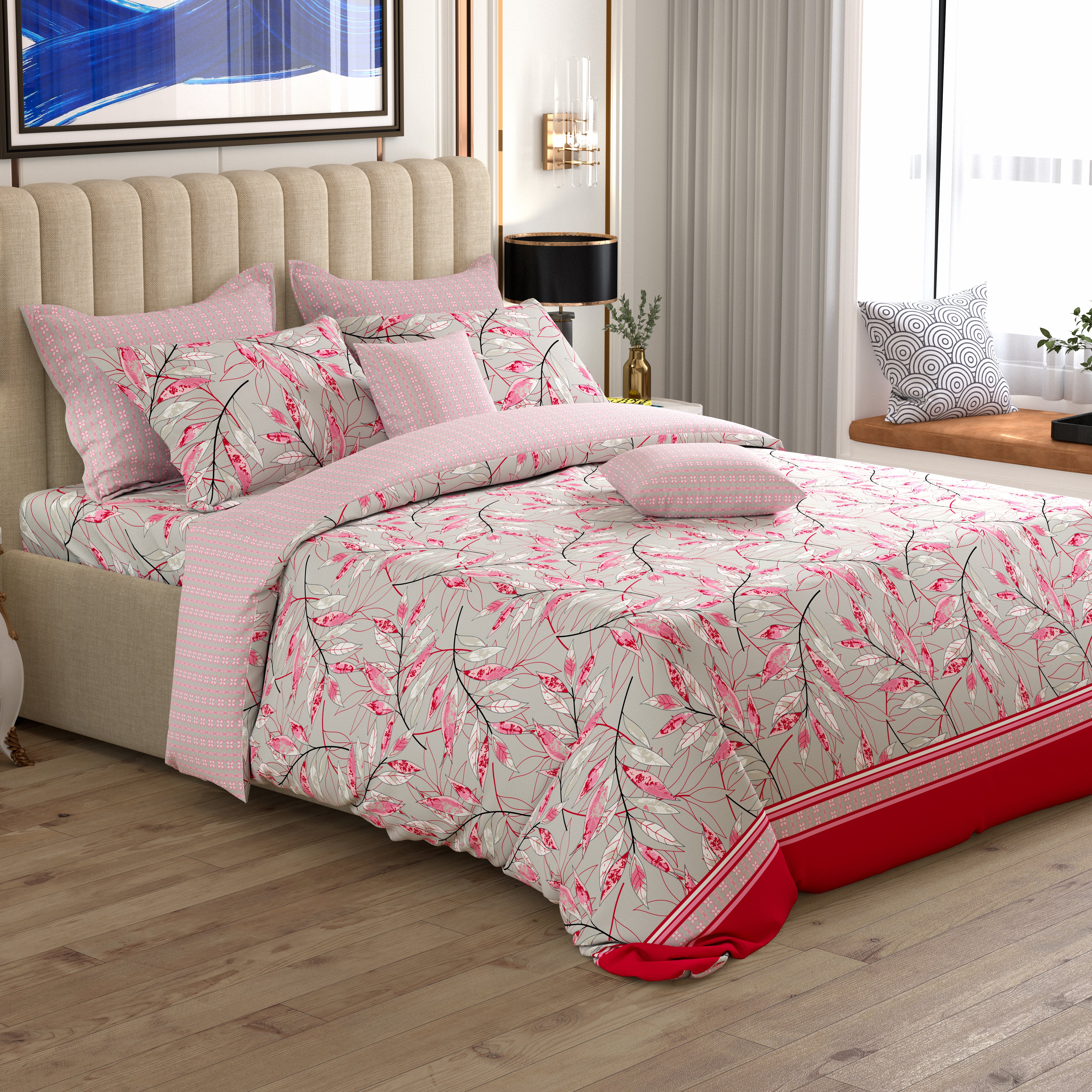 Xara 8 pcs king reversible quilt cover set bedsheet 8776