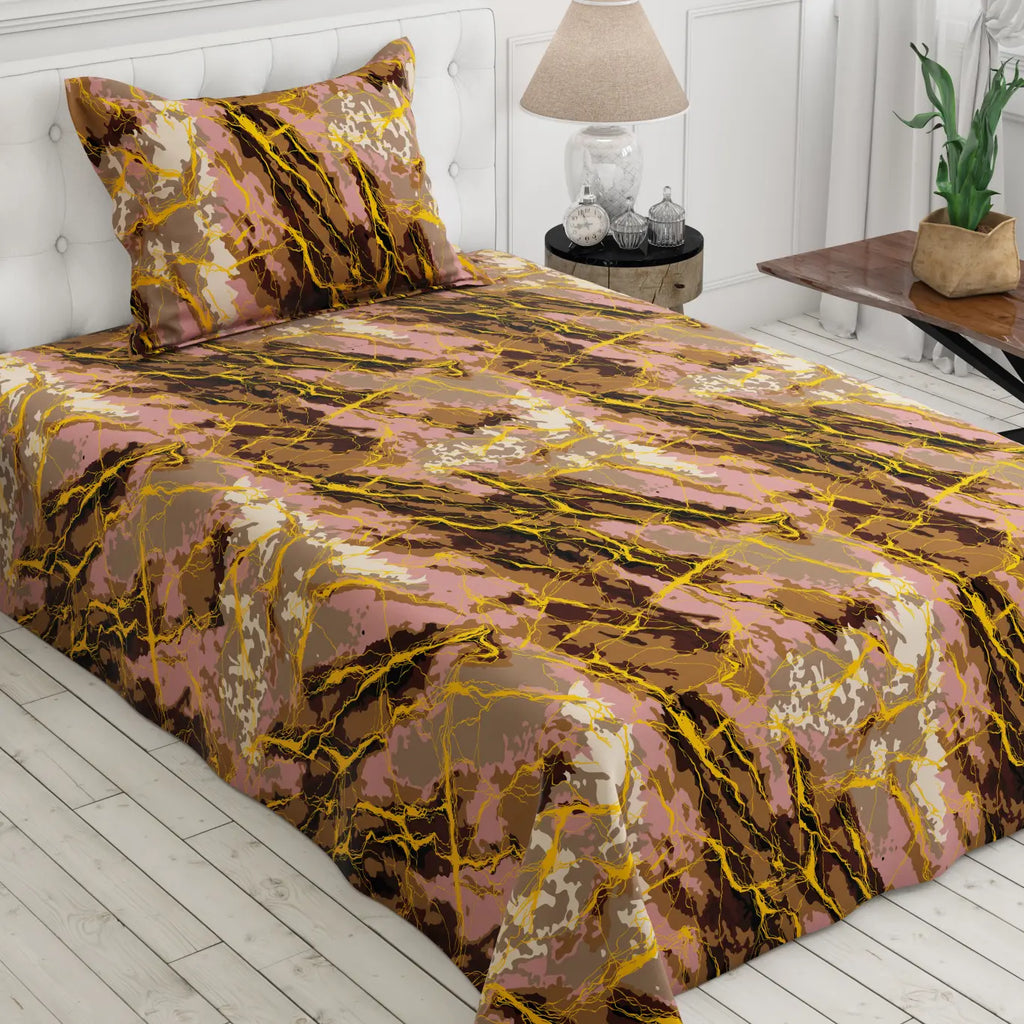 BRONZE MARBLE SATEEN BED SHEET SET