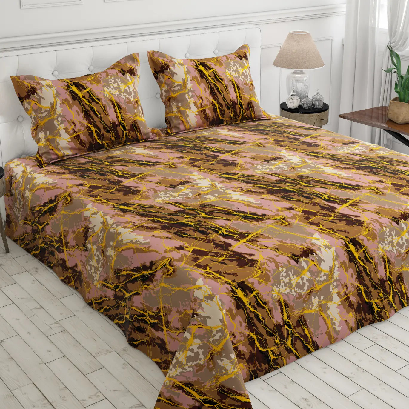 Sateen Bed Sheet Set - 8778 (Brown)