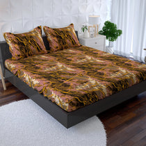 Sateen 3-piece king fitted sheet set 8778 Brown: 1 fitted sheet and 2 pillowcases