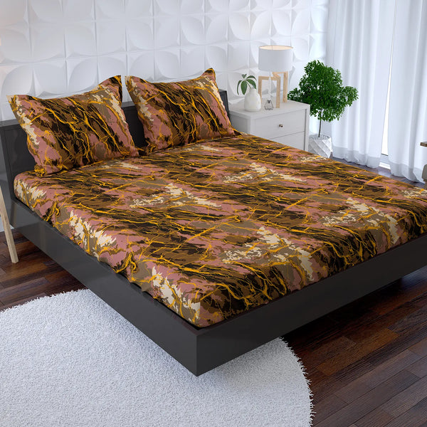 Sateen Fitted Bed Sheet Set 8778 Brown
