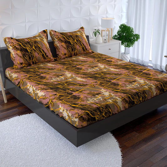Sateen Fitted Bed Sheet Set 8778 Brown