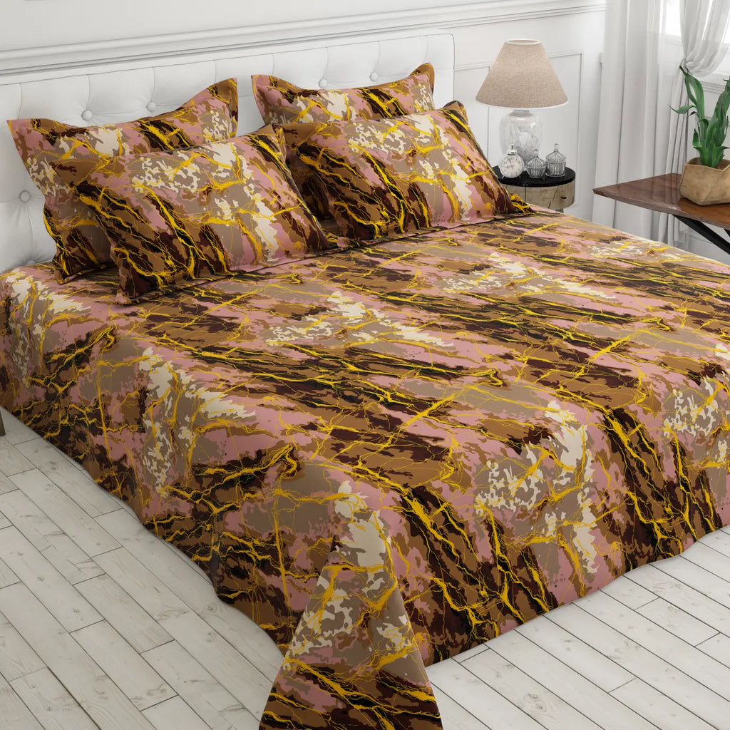 BRONZE MARBLE SATEEN BED SHEET SET
