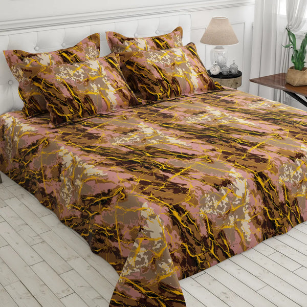 BRONZE MARBLE SATEEN BED SHEET SET