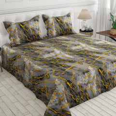 GREY MARBLE  Sateen Bed Sheet Set