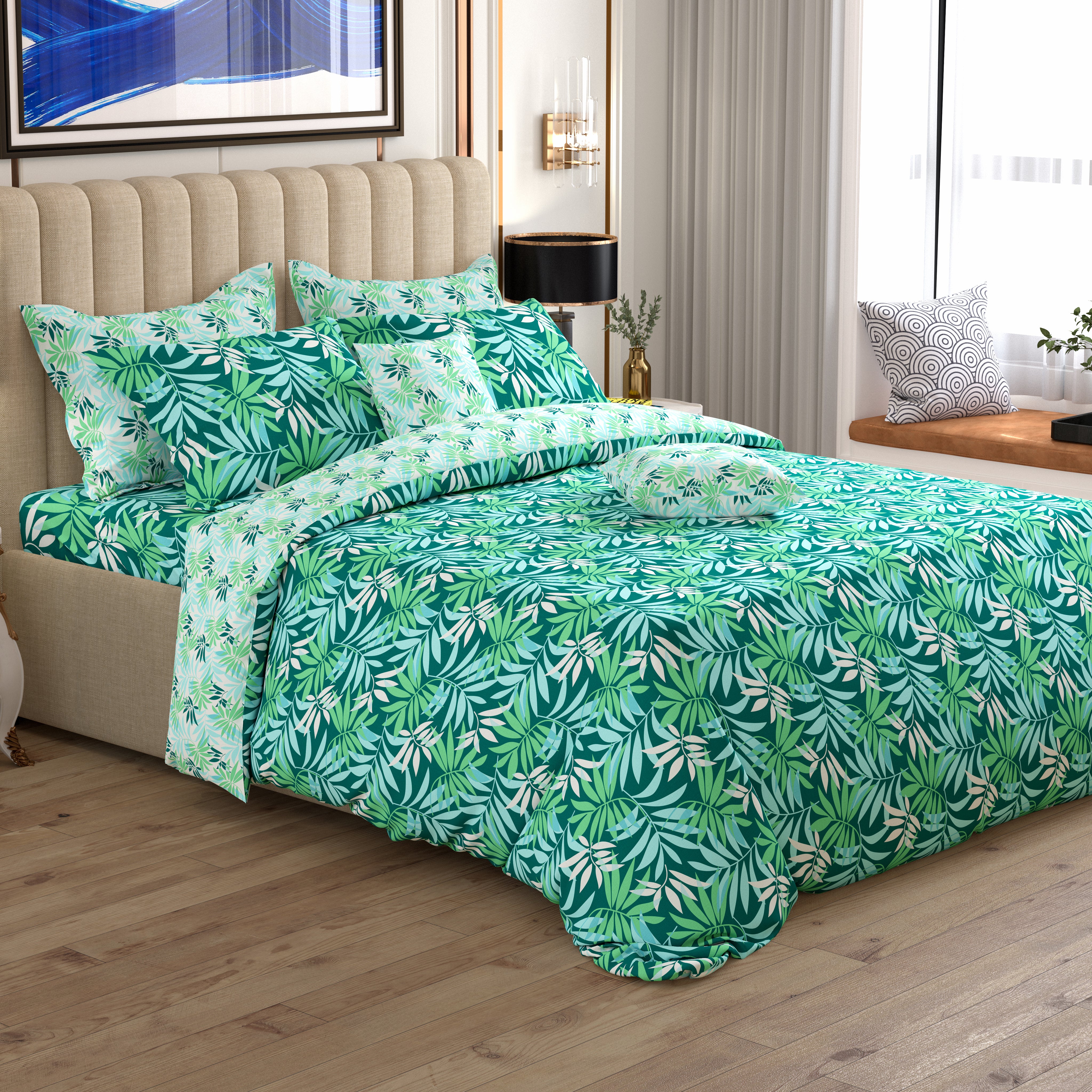 Xara 8 pcs king reversible quilt cover set bedsheet 8779